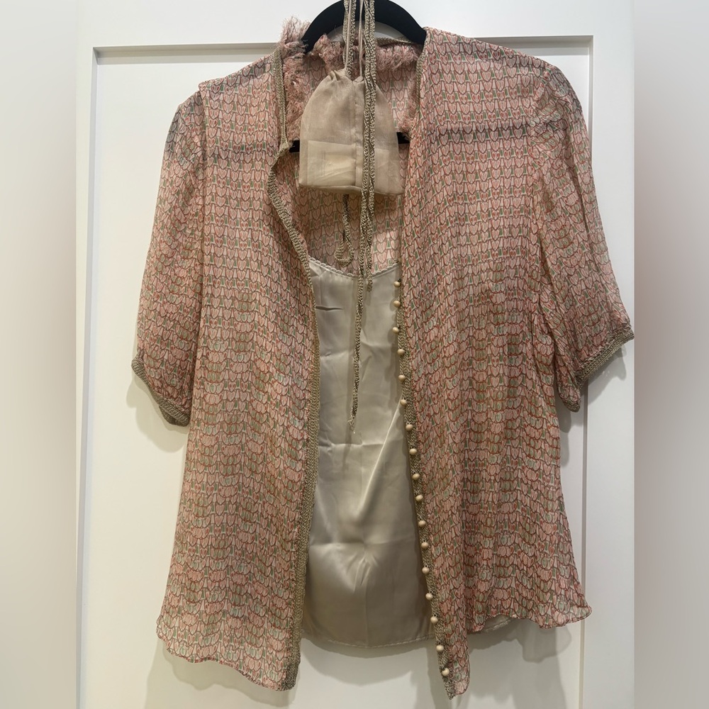 Elie Tahari Pink and Cream Blouse